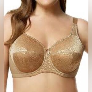 NWT Elila mocha Leopard Underwire Full Coverage adjustable strap Bra, size 46J.